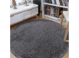 Moderný koberec SHAGGY CAMIL okrúhly - tmavo šedý