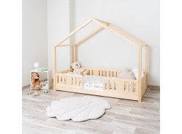 Detská domčeková Montessori posteľ z masívu borovice NIKO S - 180x80 cm