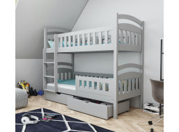 Detská poschodová posteľ z masívu borovice DOMINIK II so šuplíkmi - 200x90 cm - šedá