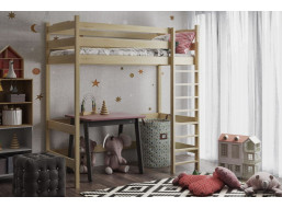 Detská vyvýšená posteľ z masívu borovice TEXAS - 190x90 cm - BEZ POVRCHOVÝCH ÚPRAV