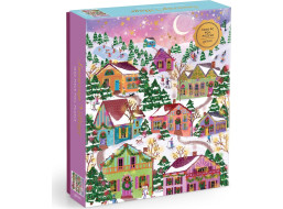 GALISON Metalické puzzle Zasnežená dedinka 1000 dielikov