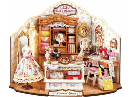 RoboTime 3D drevená skladačka Miniatúra domčeka Elsino krajčírstvo