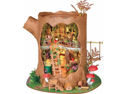 RoboTime 3D drevená skladačka Miniatúra domčeka Lesná chalúpka z pňa