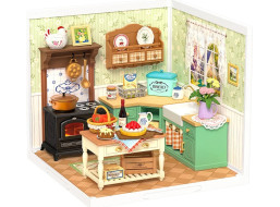 RoboTime 3D drevená skladačka Miniatúra domčeka Farmárska kuchyňa