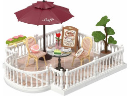 RoboTime 3D drevená skladačka Rozšírenie pre miniatúry domčekov Terasa so slnečníkom