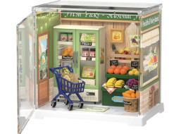 RoboTime 3D drevená skladačka Miniatúra domčeku mini Predajňa ovocia a zeleniny
