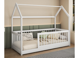 Detská domčeková posteľ z masívu borovice GRÉTA - 200x90 cm - biela