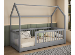 Detská domčeková posteľ z masívu borovice GRÉTA - 200x90 cm - šedá