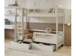 Detská poschodová posteľ so šuplíkmi z masívu borovice COEN - 180x80 cm - kašmírová