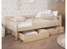 Detská posteľ z masívu borovice FLORES so šuplíkmi - 180x80 cm - prírodná