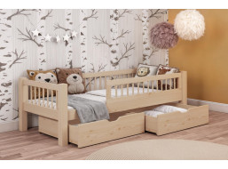Detská posteľ z masívu borovice ADEL so šuplíkmi - 180x80 cm - prírodná