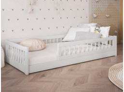 Detská Montessori posteľ z masívu borovice FLORES - 180x80 cm - biela