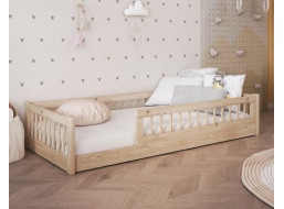 Detská Montessori posteľ z masívu borovice FLORES - 180x80 cm - prírodná