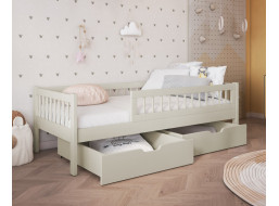 Detská posteľ z masívu borovice FLORES so šuplíkmi - 140x70 cm - kašmírová