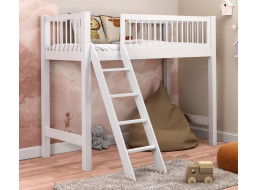 Detská vyvýšená posteľ z masívu borovice EVI - 180x80 cm - biela