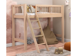 Detská vyvýšená posteľ z masívu borovice EVI - 200x90 cm - prírodná borovica