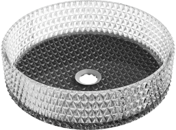 Sklenené umývadlo MEXEN AURA - krištáľový vzor - číre/čierne, 24013971