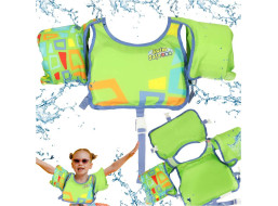 Plavecká vesta s rukávmi AQUASTAR - 3-6 rokov, 19-30 kg - zelená