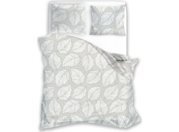 Bavlnené obliečky GUSTO Listy - šedé / biele - 220x200 cm