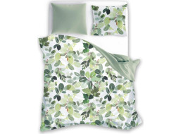 Bavlnené obliečky PRIMAVERA Listy - biele / zelené - 160x200 cm
