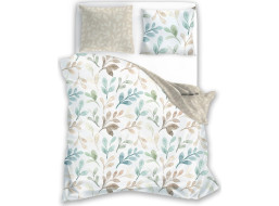 Saténové obliečky MILAGRO VERDE Pastelové lístky - biele/béžové - 160x200 cm