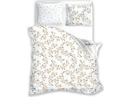 Saténové obliečky MILAGRO VERDE Jemné lístky - biele - 160x200 cm