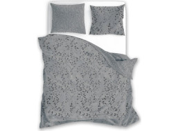 Saténové obliečky MILAGRO VERDE Šedé lístky - šedé - 160x200 cm