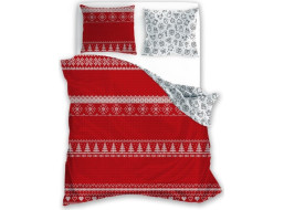 Bavlnené obliečky SCANDIC Vianočné motívy - červené/biele - 160x200 cm