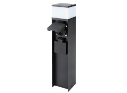 Solight záhradný stĺpik IP44 s LED osvetlením, hliník, 2 zásuvky, čierny