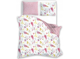 Saténové obliečky MILAGRO VERDE Kvety a včielky - biele / ružové - 220x200 cm