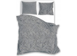 Saténové obliečky MILAGRO VERDE Šedé lístky - šedé - 220x200 cm