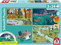 SCHMIDT Puzzle Lesné a lúčne zvieratá 3x24 dielikov