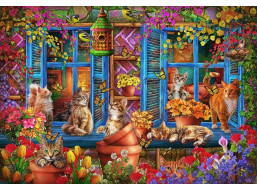 BLUEBIRD Puzzle Parapet s mačkami 1000 dielikov