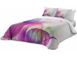 Posteľné obliečky z bavlneného saténu FAREBNÉ LISTY - šedé / biele - 160x200 cm