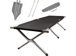 Skladacia turistická posteľ LUARO XXL - 150 kg - čierna