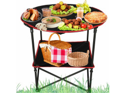 Cestovný skladací stolík 72 cm s krytom - čierny