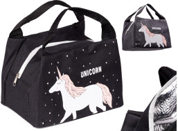 Termoizolačná taška na jedlo - čierna - Jednorožec