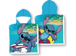 Detská bavlnená osuška s kapucňou STITCH - modrá - 55x110 cm