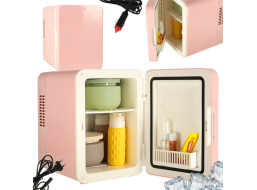 Cestovná elektrická mini chladnička do auta 2v1 4L - ružová