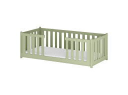 Detská Montessori posteľ z masívu borovice FERDA - 200x90 cm - OLIVOVO ZELENÁ