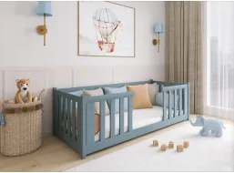 Detská Montessori posteľ z masívu borovice FERDA - 200x90 cm - ŠEDÁ