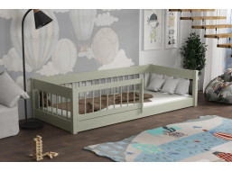 Detská Montessori posteľ z masívu borovice LITTLE LUNARI - 200x90 cm - OLIVOVO ZELENÁ