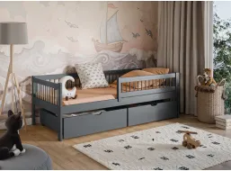 Detská posteľ z masívu EDI so šuplíkmi - 200x90 cm - GRAFITOVÁ