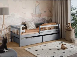 Detská posteľ z masívu EDI so šuplíkmi - 200x90 cm - ŠEDÁ