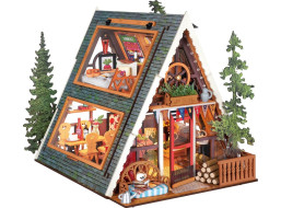RoboTime 3D drevená skladačka Miniatúra domčeka Útulná lesná chata