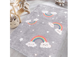Detský kusový koberec HONOR New - Dúha - šedý