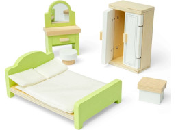 Bigjigs Toys Drevený nábytok do domčeka pre bábiky Spálňa