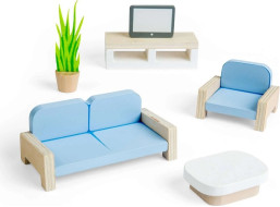 Bigjigs Toys Drevený nábytok do domčeka pre bábiky Obývacia izba