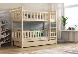 Detská poschodová posteľ z masívu borovice KAREL so šuplíkmi - 200x90 cm