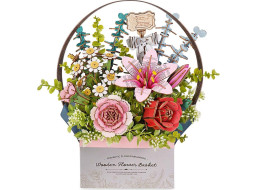 ROBOTIME Rowood 3D drevené puzzle Košík s kvetmi 428 dielikov